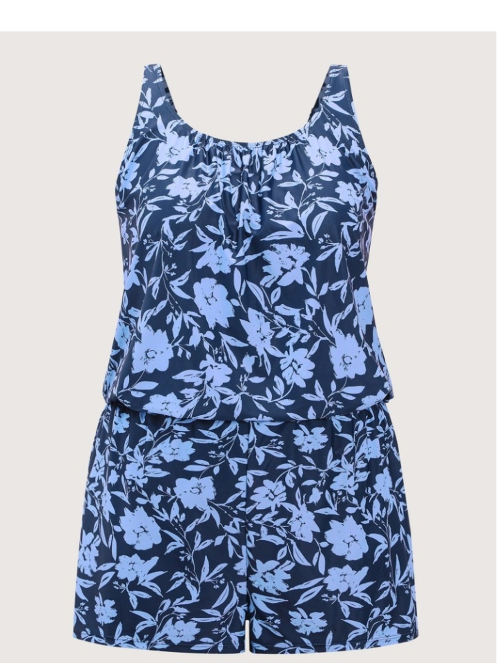 Bloomchic Blue Flower Design One-Piece Swimsuit with Pockets - Picture 3 of 3